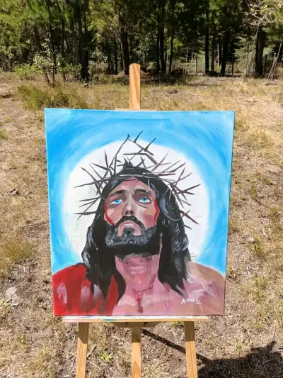 Cuadro Pintura Jesús Cristo con Corona de Espinas - miniatura 3