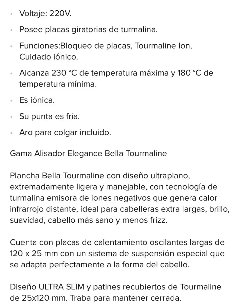 Plancha de Pelo Gama Bella Tourmaline Red Ion - 5