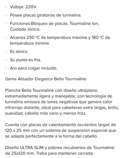 Plancha de Pelo Gama Bella Tourmaline Red Ion - miniatura 5