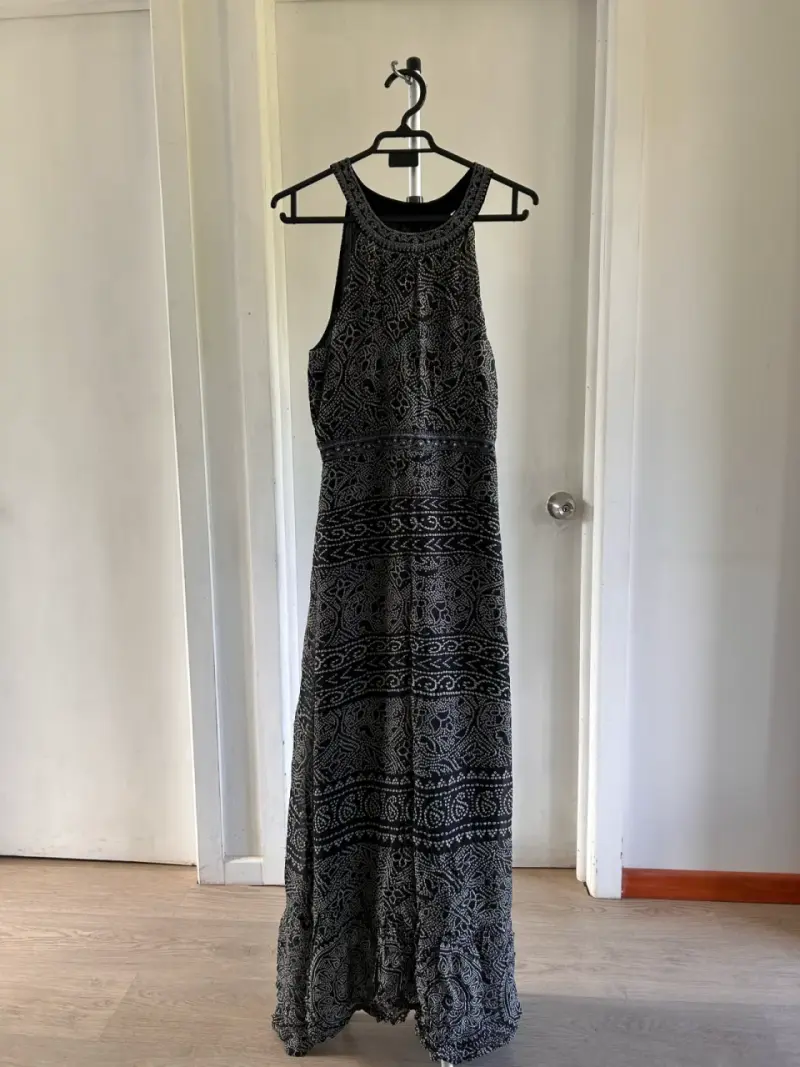 Vestido de coctel largo estampado Rapsodia negro
