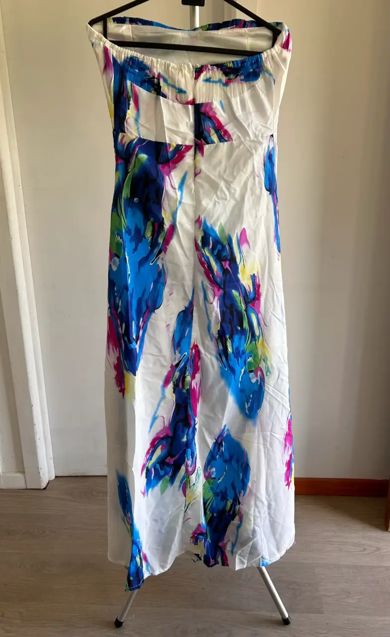 Vestido largo strapless con estampado colorido - 2