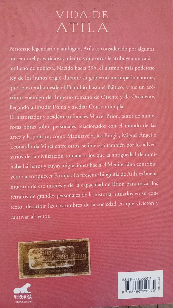 Libro 'Vida de Atila' de Marcel Brion - 2