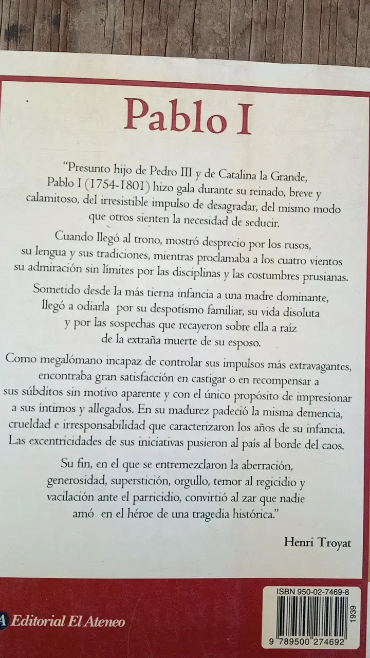 Libro 'Pablo I' de Henri Troyat - 2