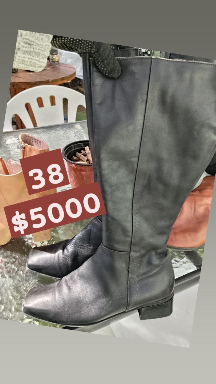 Botas beige de cuero talla 38 - 5