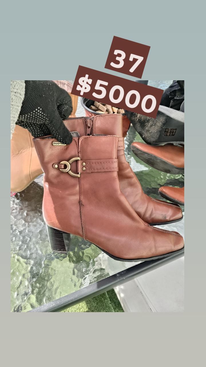 Botines de cuero marrón con hebilla talla 37 - 1