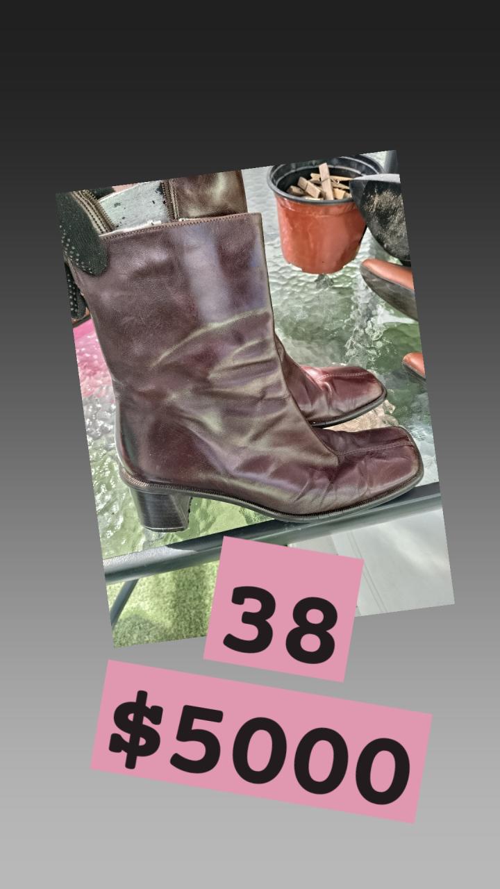 Botines de cuero marrón con hebilla talla 37 - 2