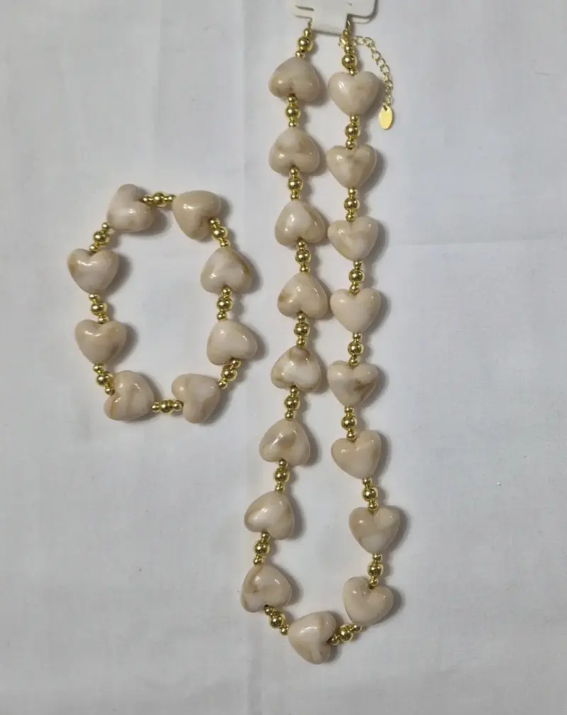 Set de Collar y Pulsera de Corazones en Varios Colores - 2