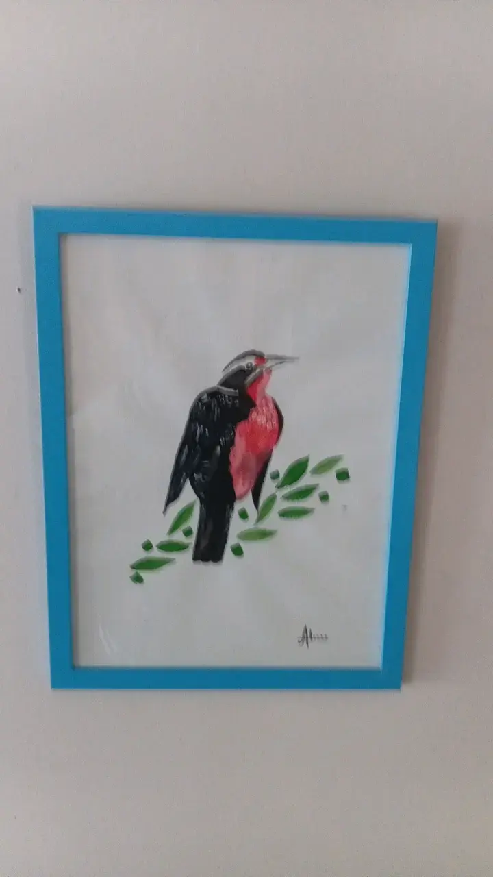 Cuadro Decorativo de Pájaro en Marco Azul - 2