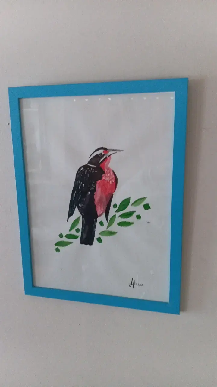 Cuadro Decorativo de Pájaro en Marco Azul - 3