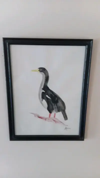 Cuadro de arte con ave en acuarela - miniatura 1