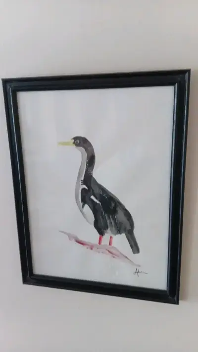 Cuadro de arte con ave en acuarela - miniatura 2