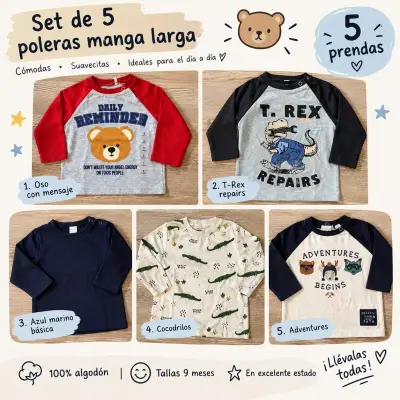 Set de 5 poleras manga larga - miniatura 1