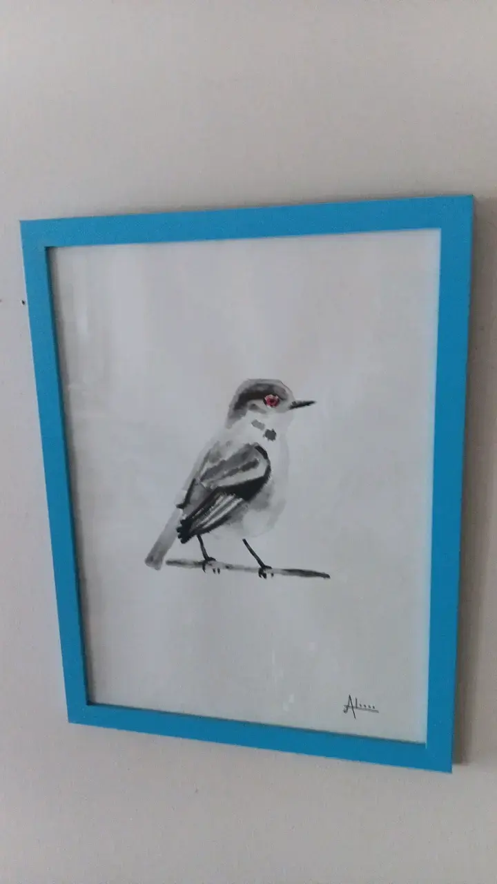 Cuadro Decorativo de Pájaro en Marco Azul - 2