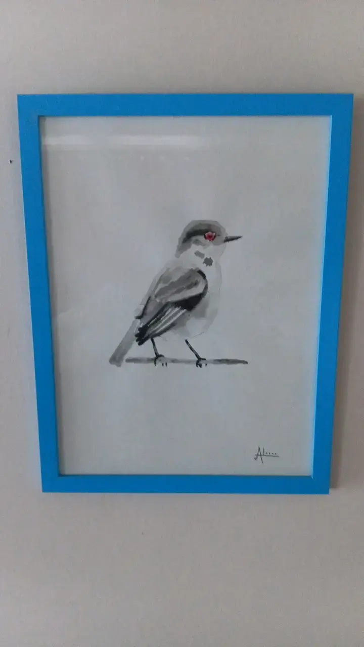 Cuadro Decorativo de Pájaro en Marco Azul - 3