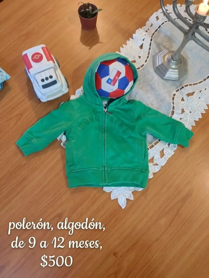 Polerón verde de algodón para bebé 9-12 meses