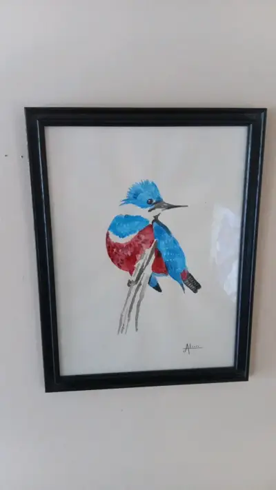 Cuadro de arte con pájaro en acuarela - miniatura 3