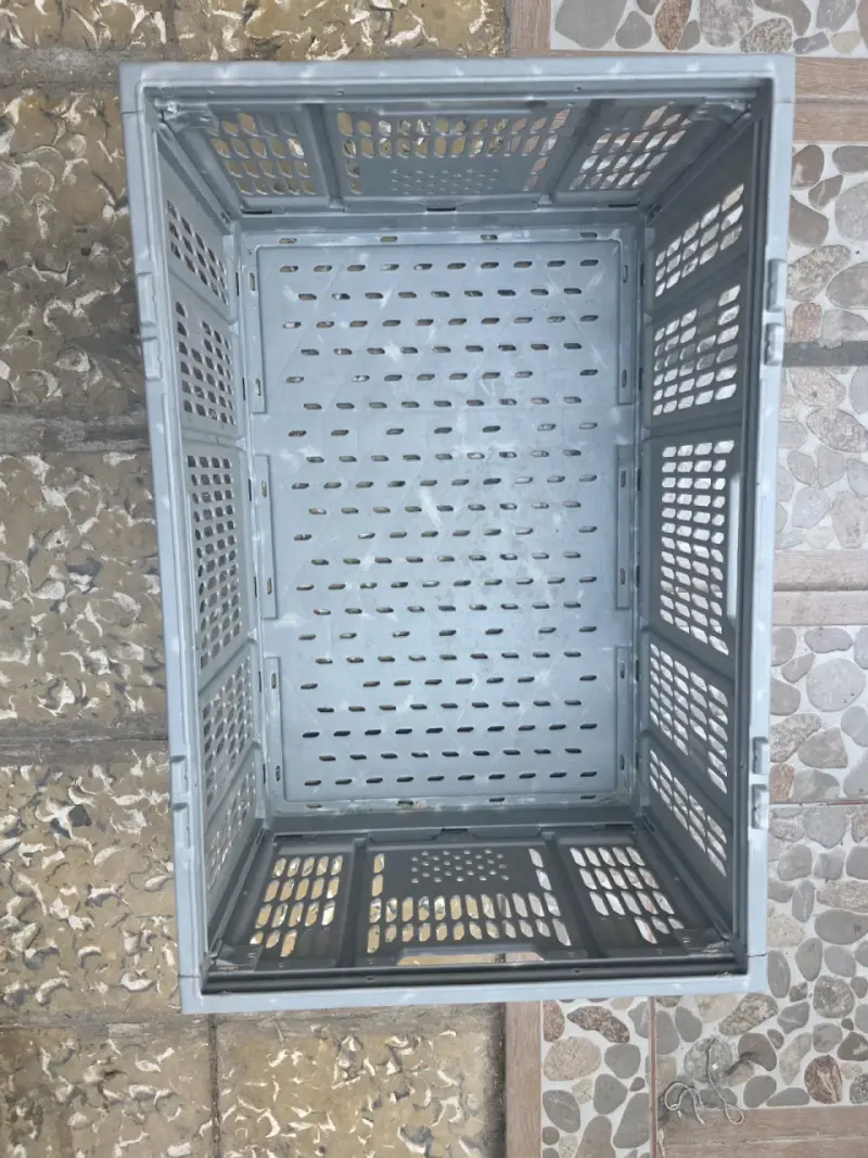 Caja plástica plegable gris para almacenamiento - 2