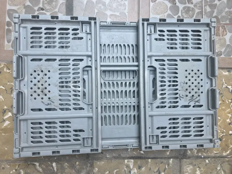 Caja plástica plegable gris para almacenamiento - 3