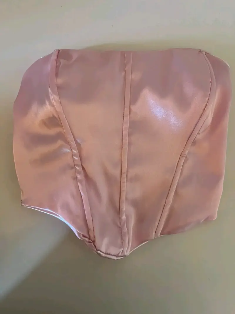 Top corset satinado rosado para mujer - 1