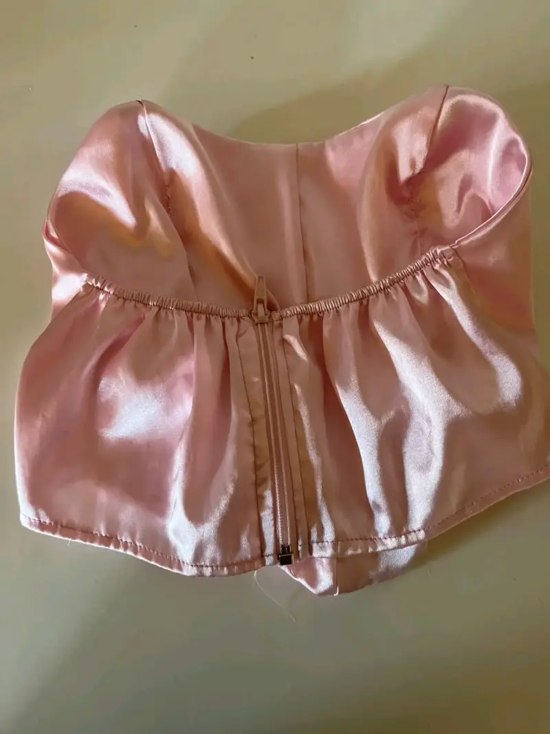 Top corset satinado rosado para mujer - 3
