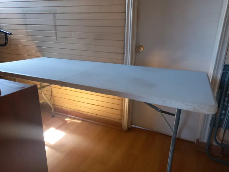 Mesa plegable rectangular portátil 180 cm blanca - 5