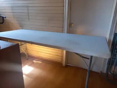 Mesa plegable rectangular portátil 180 cm blanca - miniatura 5