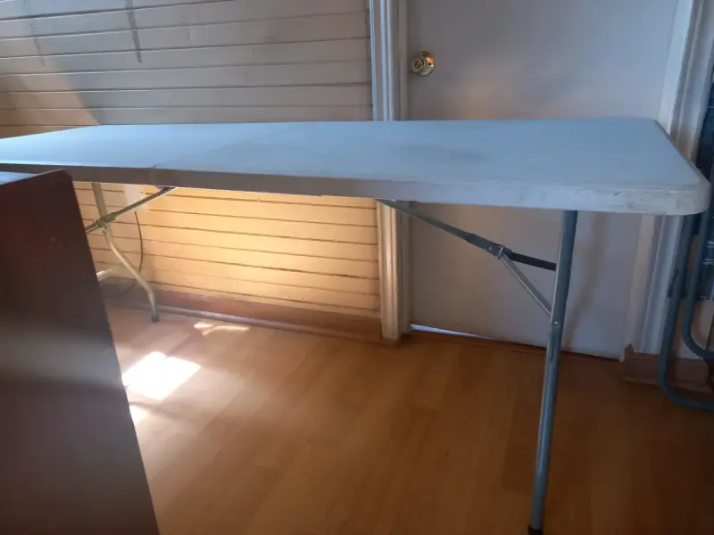 Mesa plegable rectangular portátil 180 cm blanca - 6