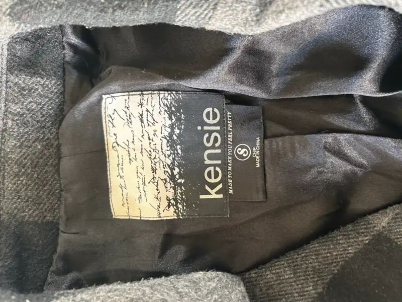 Abrigo de lana a cuadros gris Kensie - 2