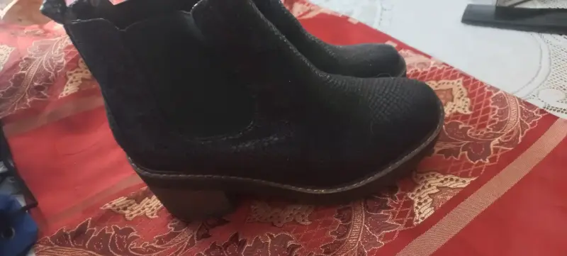 Botines de cuero sintético negro con plataforma - 2