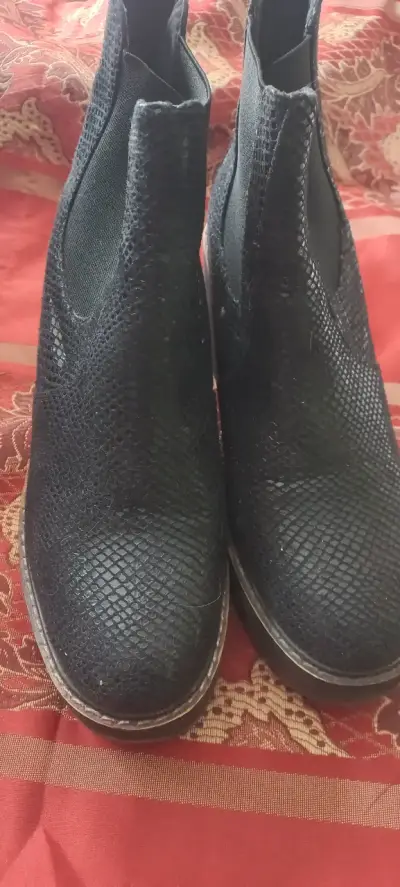 Botines de cuero sintético negro con plataforma - miniatura 4