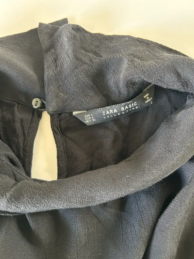 Blusa negra de manga 3/4 Zara Basic - 3