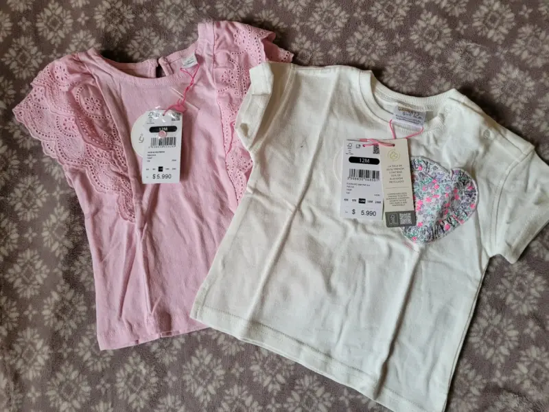 Pack de poleras para niña 12M en algodón