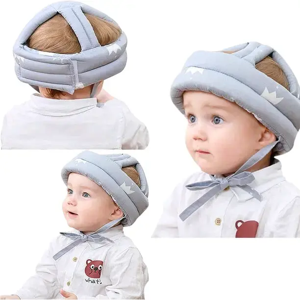 Casco protector para bebé gris con diseño de corona - 1
