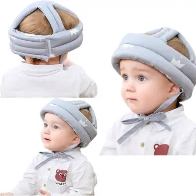 Casco protector para bebé gris con diseño de corona - miniatura 1