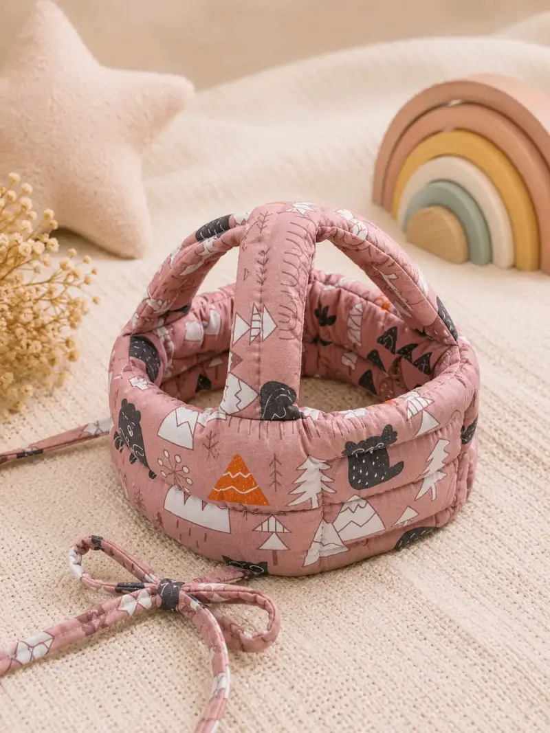 Casco protector para bebé rosa con diseño de osos - 2