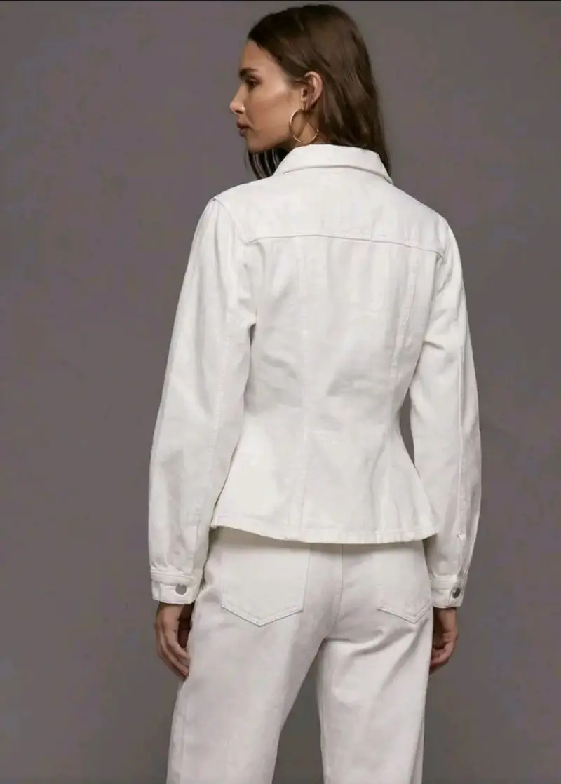 Chaqueta blanca de mezclilla para mujer XL - 2