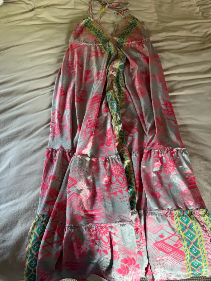 Vestido largo bohemio con estampado floral - 1