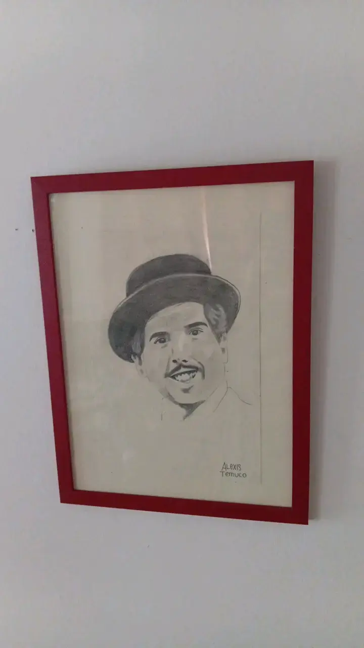 Retrato a Lápiz enmarcado con marco rojo - 3