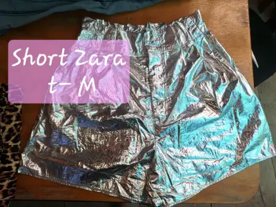 Shorts metálicos Zara talla M - miniatura 1