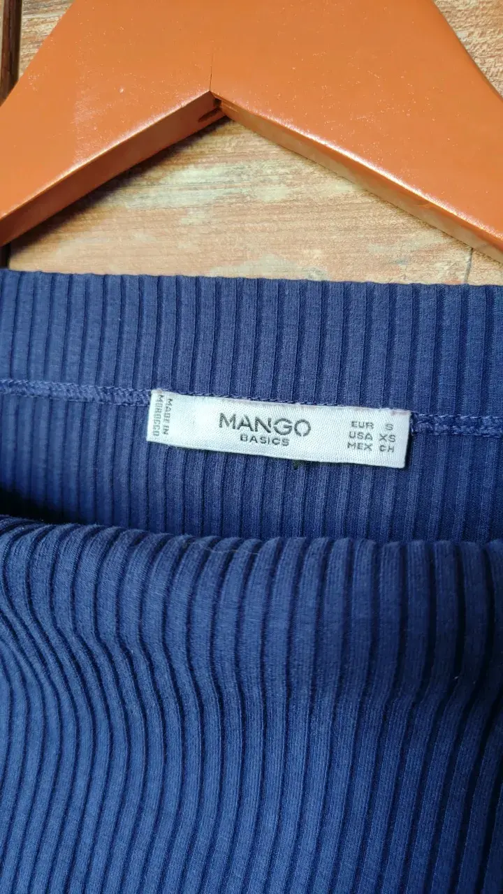 Polera manga larga azul Mango Basics - 2