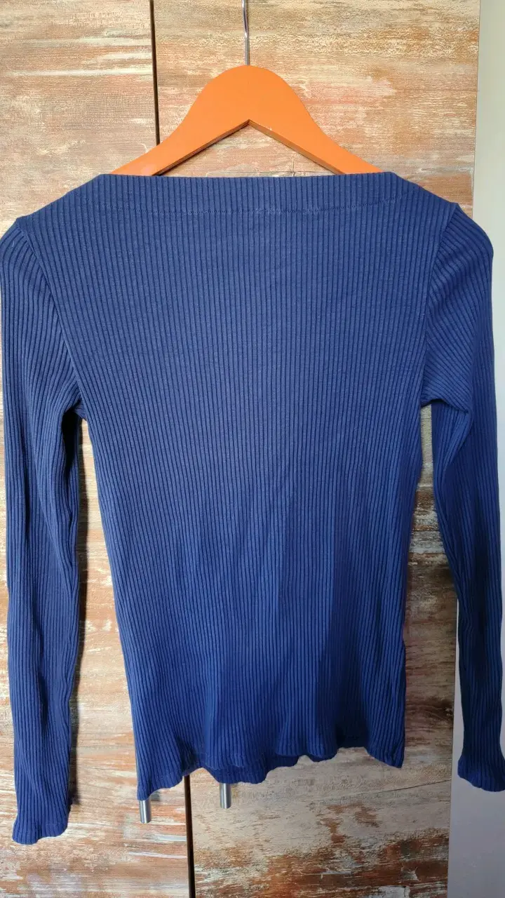 Polera manga larga azul Mango Basics - 4