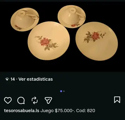 Juego de platos y tazas de porcelana con diseño floral - miniatura 2