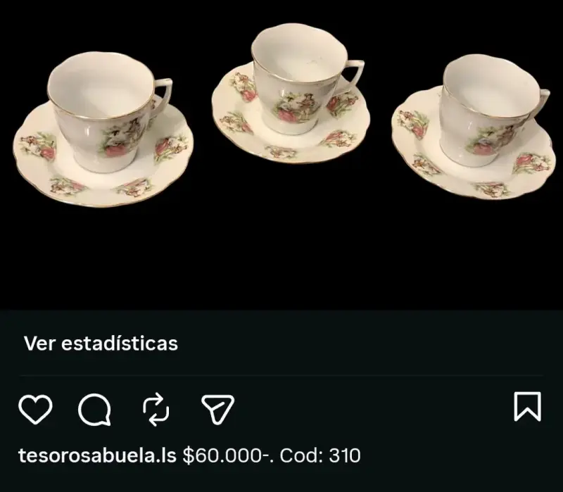 Juego de platos y tazas de porcelana con diseño floral - 4