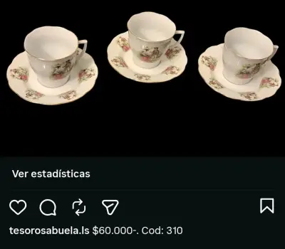 Juego de platos y tazas de porcelana con diseño floral - miniatura 4