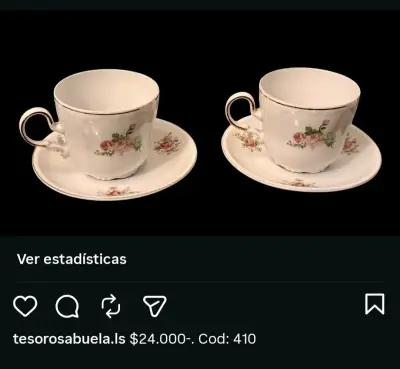 Juego de platos y tazas de porcelana con diseño floral - miniatura 5