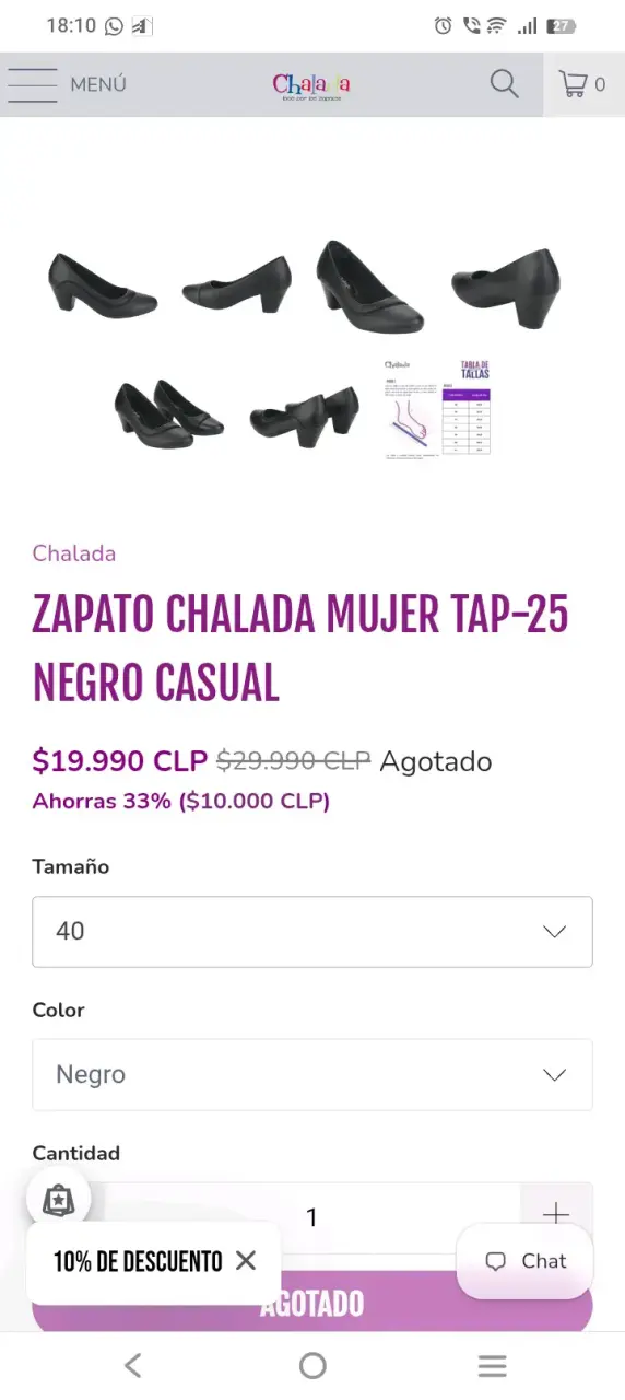 Zapatos negros con taco, talla 40, miden 26 cms - 6
