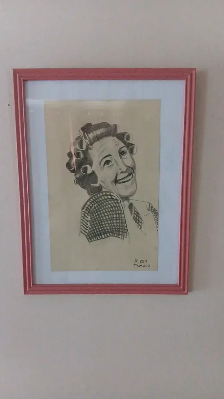 Cuadro con dibujo de mujer enmarcado - 1