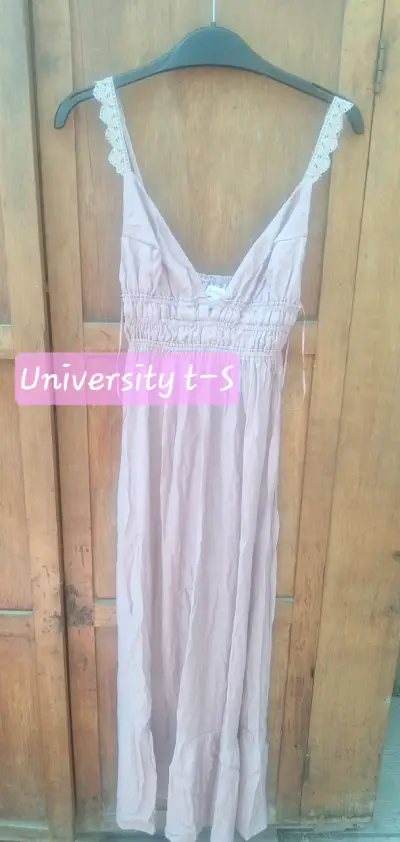 Vestido largo rosa University talla S - miniatura 1