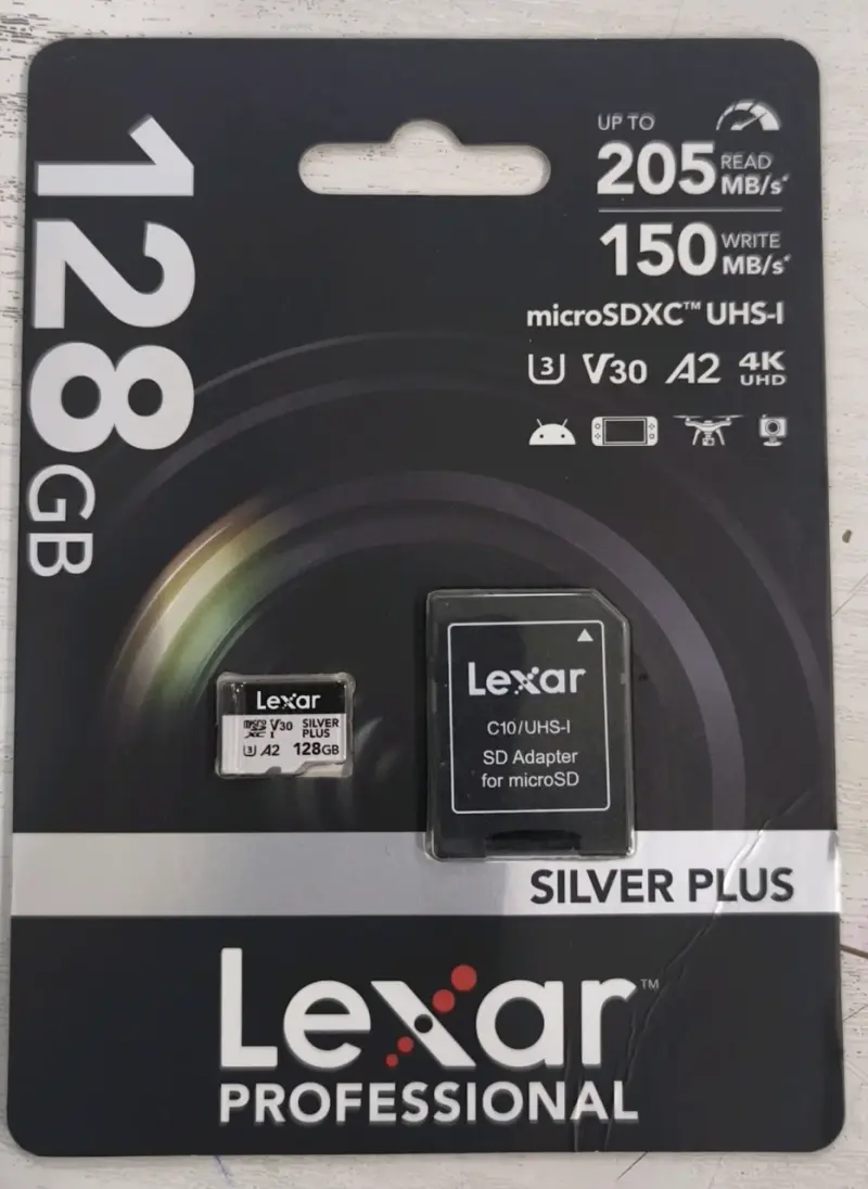 Tarjeta microSD Lexar 128GB con adaptador