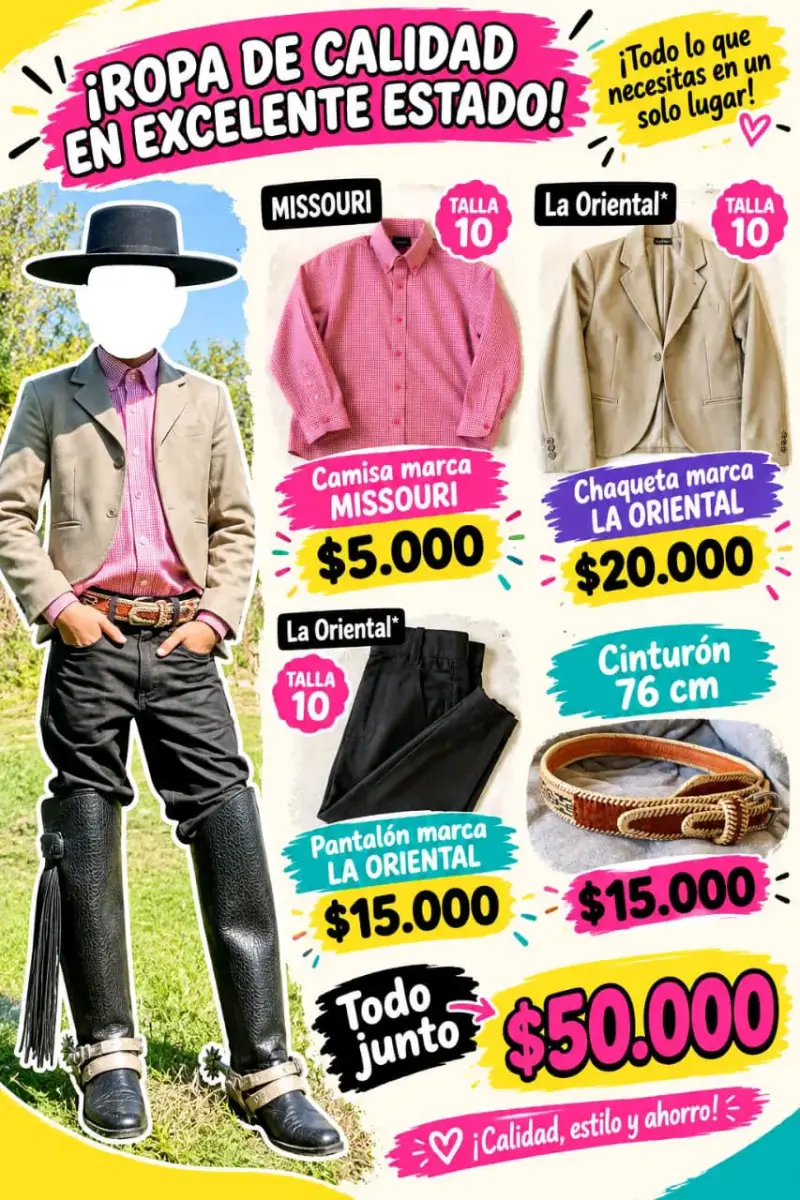 Conjunto de ropa de huaso talla 10